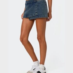 Edikted Wrap Denim Micro Skort